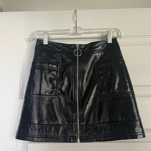 Topshop Black Patent Leather Mini Skirt - Picture 1 of 3